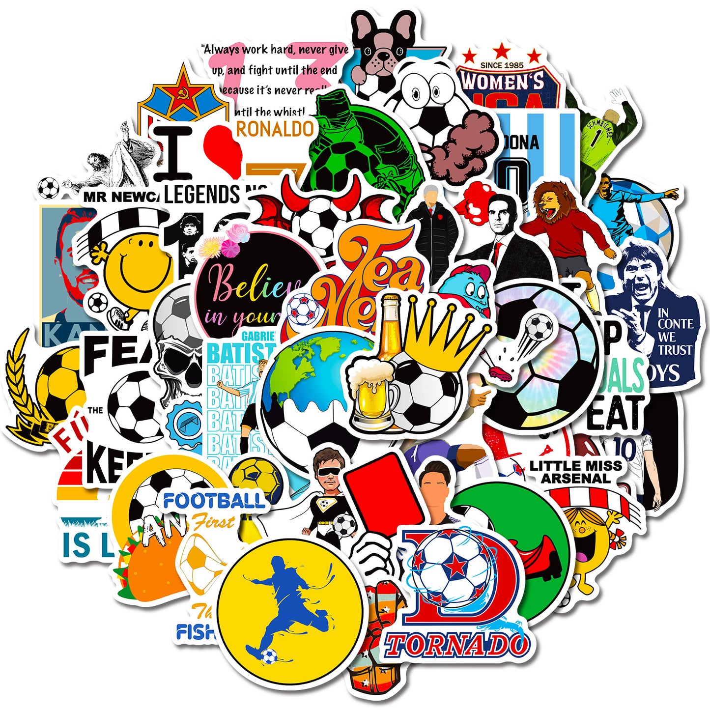 ⚽ 50Pcs Creative Football Stickers – Colorful Sports Life for 2025 Fans 🎨✨ Kawaii Stickers