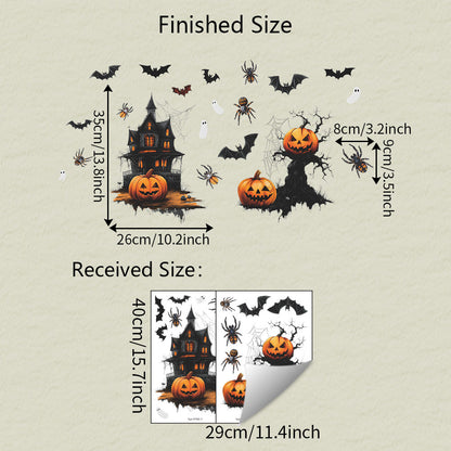 Halloween Cartoon Ghost Pumpkin Bat Static Window Stickers – No Glue 👻 Kawaii Stickers