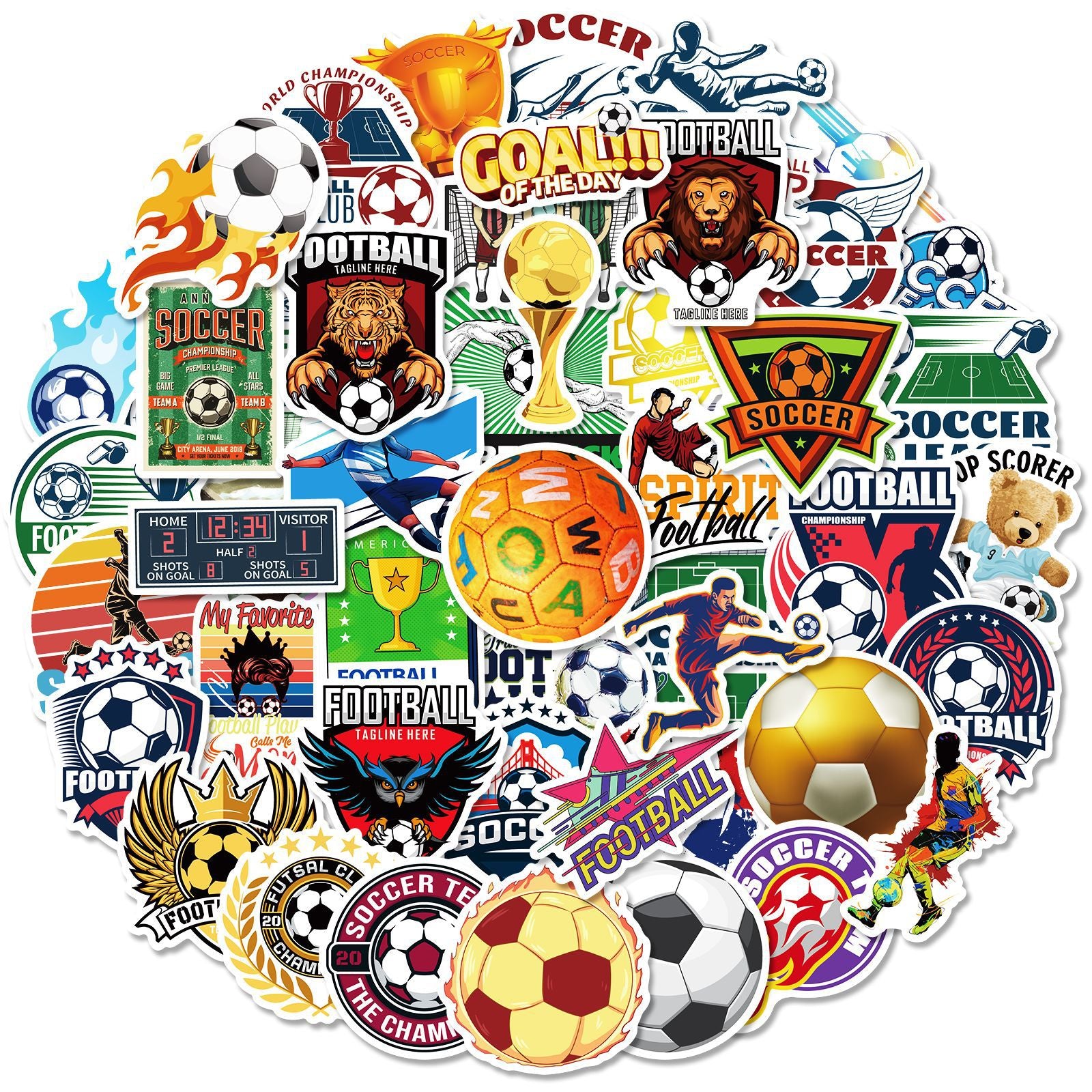 ⚽ 50PCS New Cartoon Football Stickers – Waterproof PVC Kawaii Collection 🏆✨ Kawaii Stickers