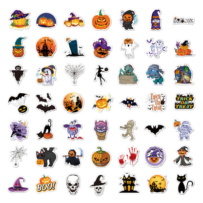 🕸️ Halloween Stickers Cartoon Graffiti Holographic Vinyl Set – 50PCS 🎃👻✨ Kawaii Stickers