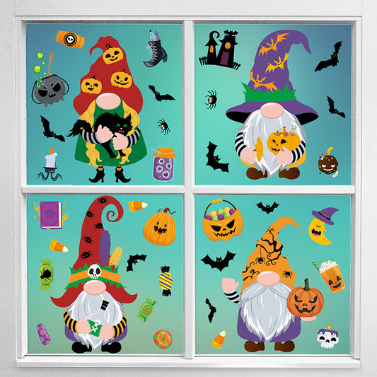 🎃✨ Latest Halloween Window Stickers – Static-Cling Glass Decals with Pumpkins, Bats, Ghosts & Gnomes – Double-Sided Party Decorations Kawaii Stickers