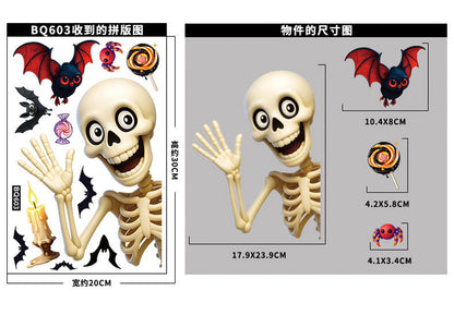 💀 Halloween Skull & Pumpkin Glass Window Stickers – Spooky Fun Decor 🎃 Kawaii Stickers