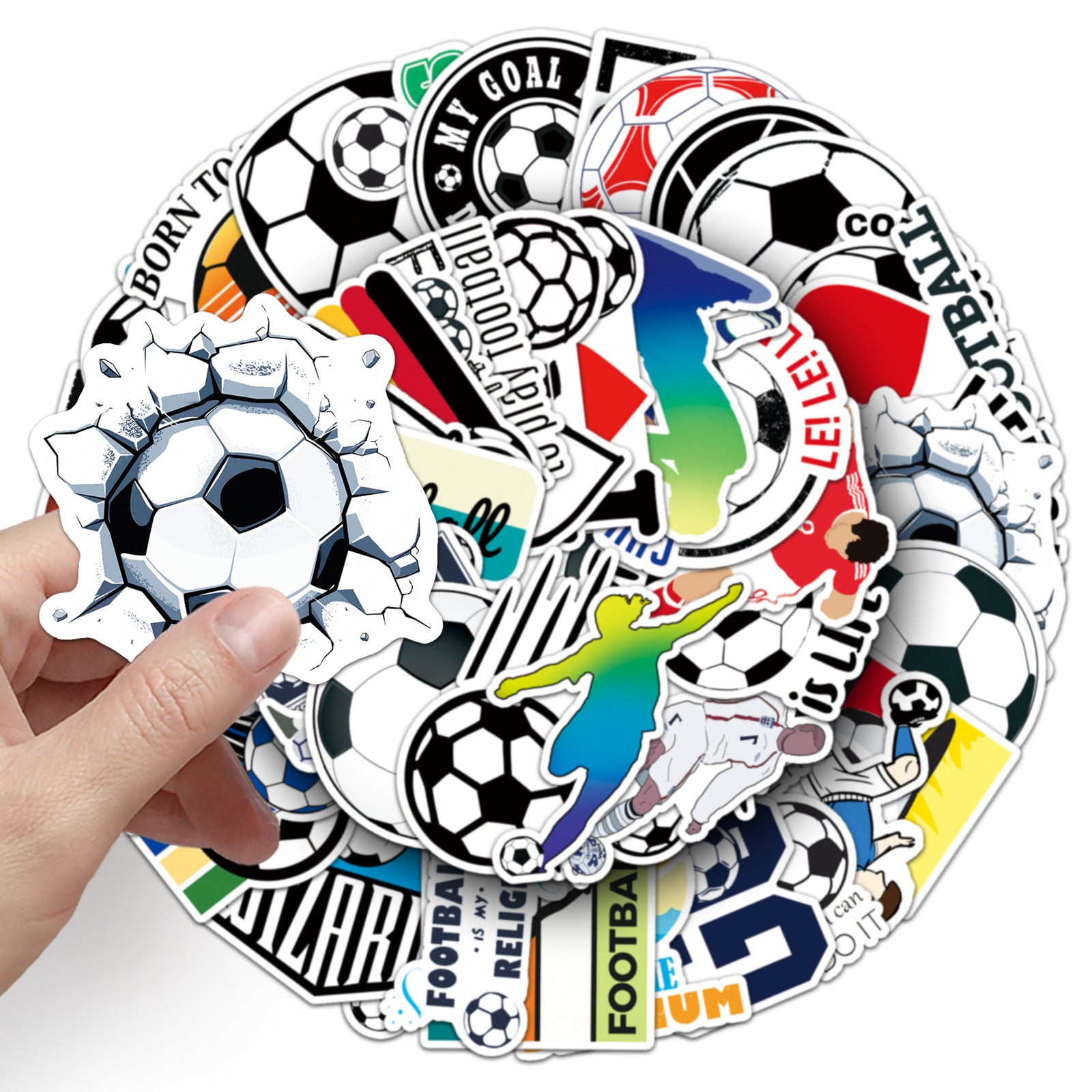 Football Stickers – 50Pcs Sport Designs – High-Definition Waterproof PVC – For Water Bottles, Laptops, Skateboards, Suitcases, Phones – Kawaii Stickers Kawaii Stickers