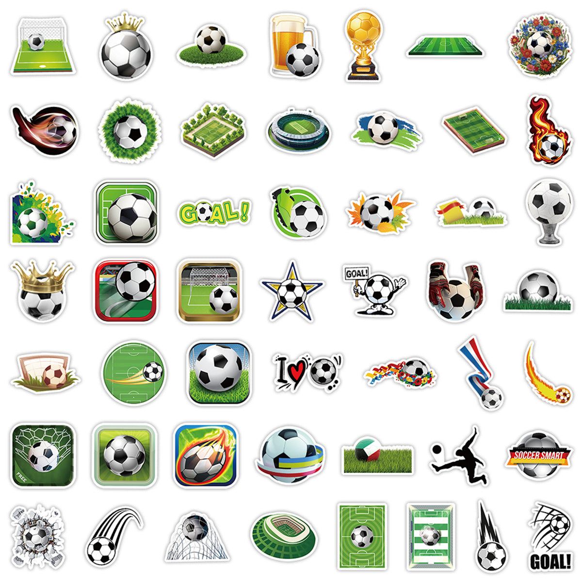 ⚽ 50pcs Creative Football Graffiti Stickers – Fun Sports Vibes Everywhere! 🎉 Kawaii Stickers