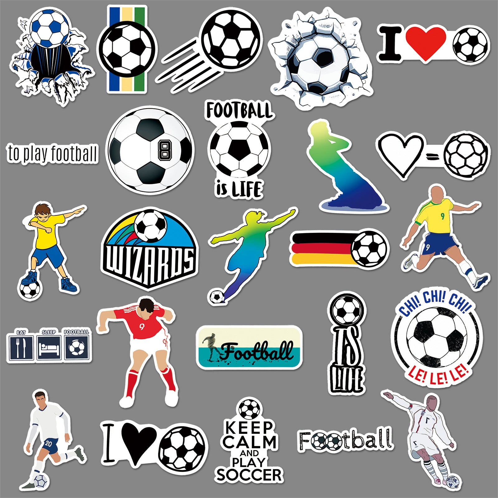 Football Stickers – 50Pcs Sport Designs – High-Definition Waterproof PVC – For Water Bottles, Laptops, Skateboards, Suitcases, Phones – Kawaii Stickers Kawaii Stickers