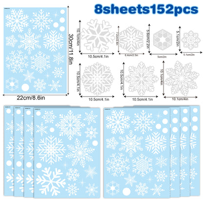 ❄️ Snowflake Window Stickers –8Pack White- Christmas Holiday Glass Décor 🎅✨ snowflake stickers*002 Kawaii Stickers
