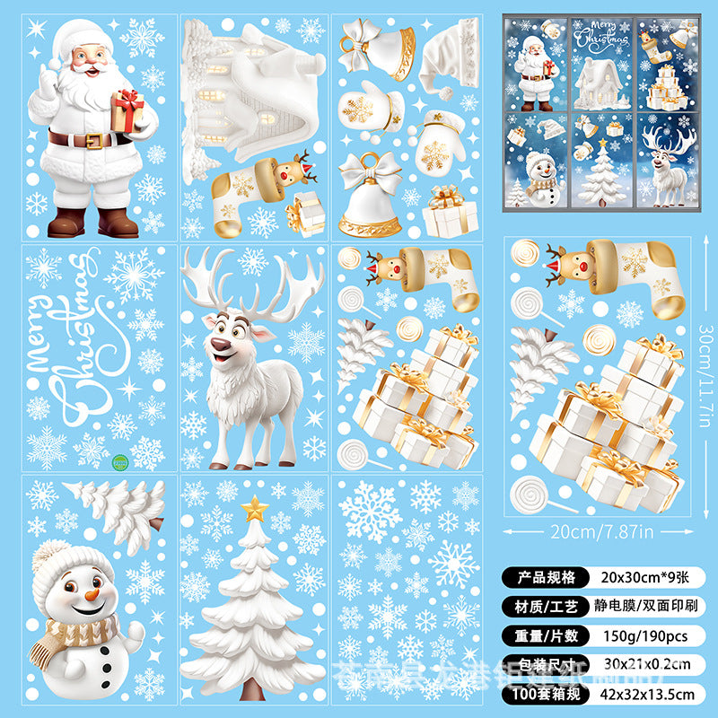 🎄 White & Blue Snowflake Window Stickers – Static Cling Christmas Window Decals for Holiday Decor 🎄 Kawaii Stickers