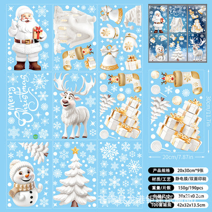 🎄 White & Blue Snowflake Window Stickers – Static Cling Christmas Window Decals for Holiday Decor 🎄 Kawaii Stickers