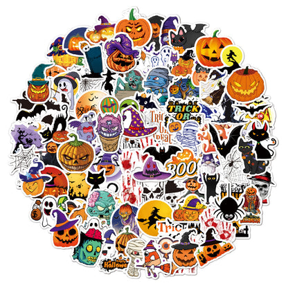 🕸️ Halloween Stickers Cartoon Graffiti Holographic Vinyl Set – 50PCS 🎃👻✨ Kawaii Stickers