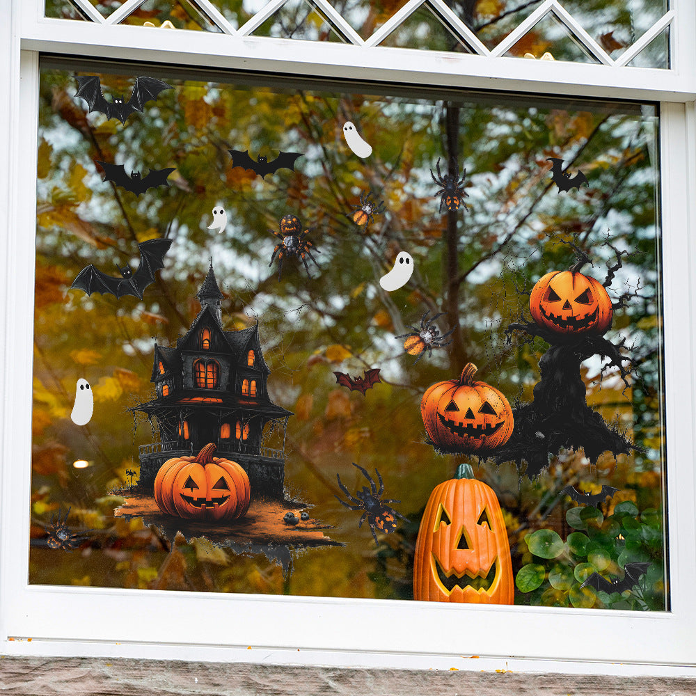 Halloween Cartoon Ghost Pumpkin Bat Static Window Stickers – No Glue 👻 Kawaii Stickers