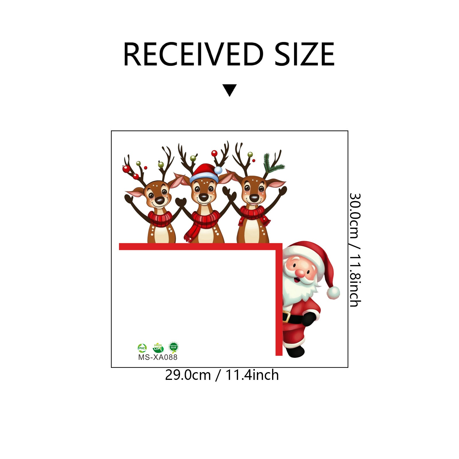 🎅 Large Cartoon Santa Claus Christmas Wall Stickers – Festive Reindeer & Christmas Tree Design 🎄✨ Kawaii Stickers