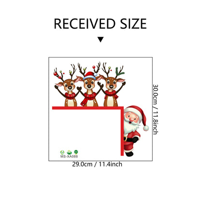 🎅 Large Cartoon Santa Claus Christmas Wall Stickers – Festive Reindeer & Christmas Tree Design 🎄✨ Kawaii Stickers