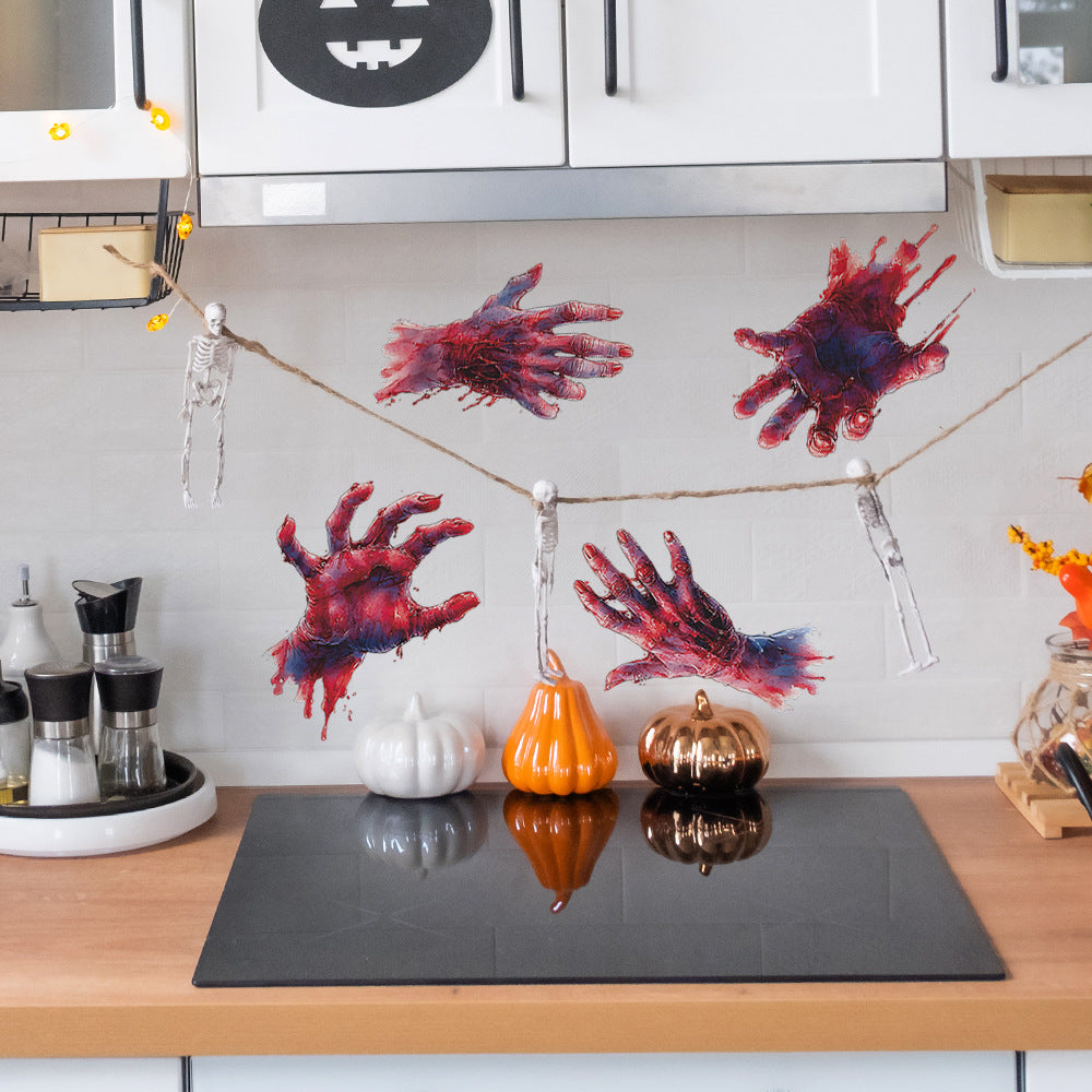 🎃 Halloween Bloody Handprint Window Stickers – Create a Shockingly Spooky Scene! 👻🩸 Kawaii Stickers