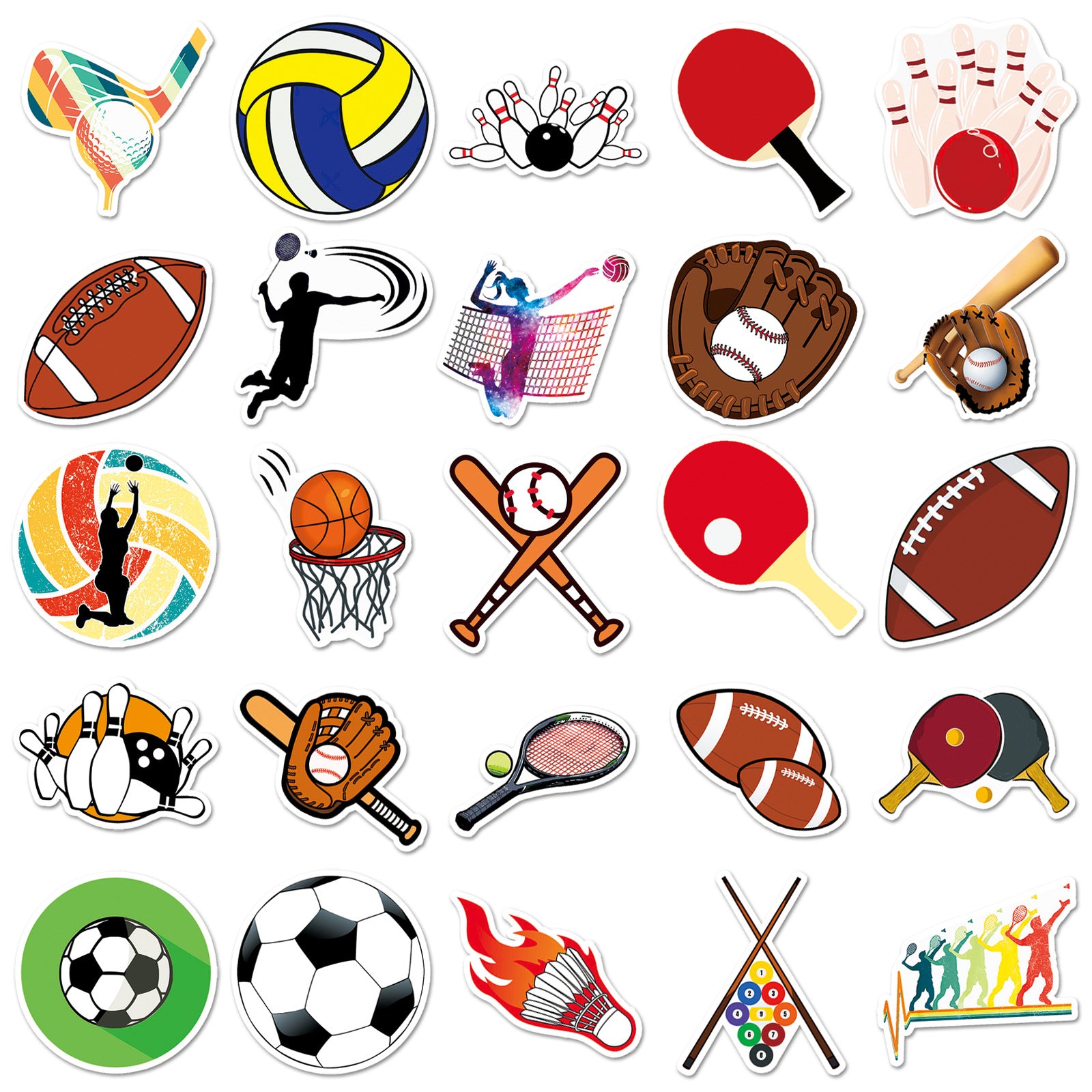 Football Stickers – 50Pcs Sport Designs – High-Definition Waterproof PVC – For Water Bottles, Laptops, Skateboards, Suitcases, Phones – Kawaii Stickers Kawaii Stickers