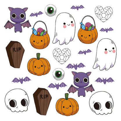 🎃 Cute Halloween Stickers – Cartoon Devil, Pumpkin & Ghost Window Stickers 🕸️ Kawaii Stickers