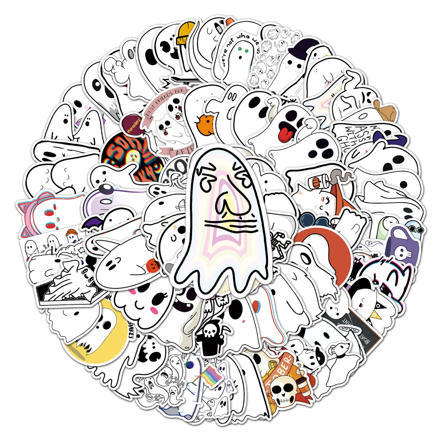 Halloween Stickers – Adorable Ghost Decals for Spooky Fun(100pcs)