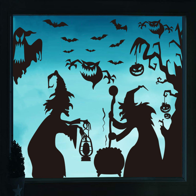 🎃 Halloween Stickers Ghost Witch Silhouette Party PVC Self-Adhesive Wall Decals 👻 Kawaii Stickers