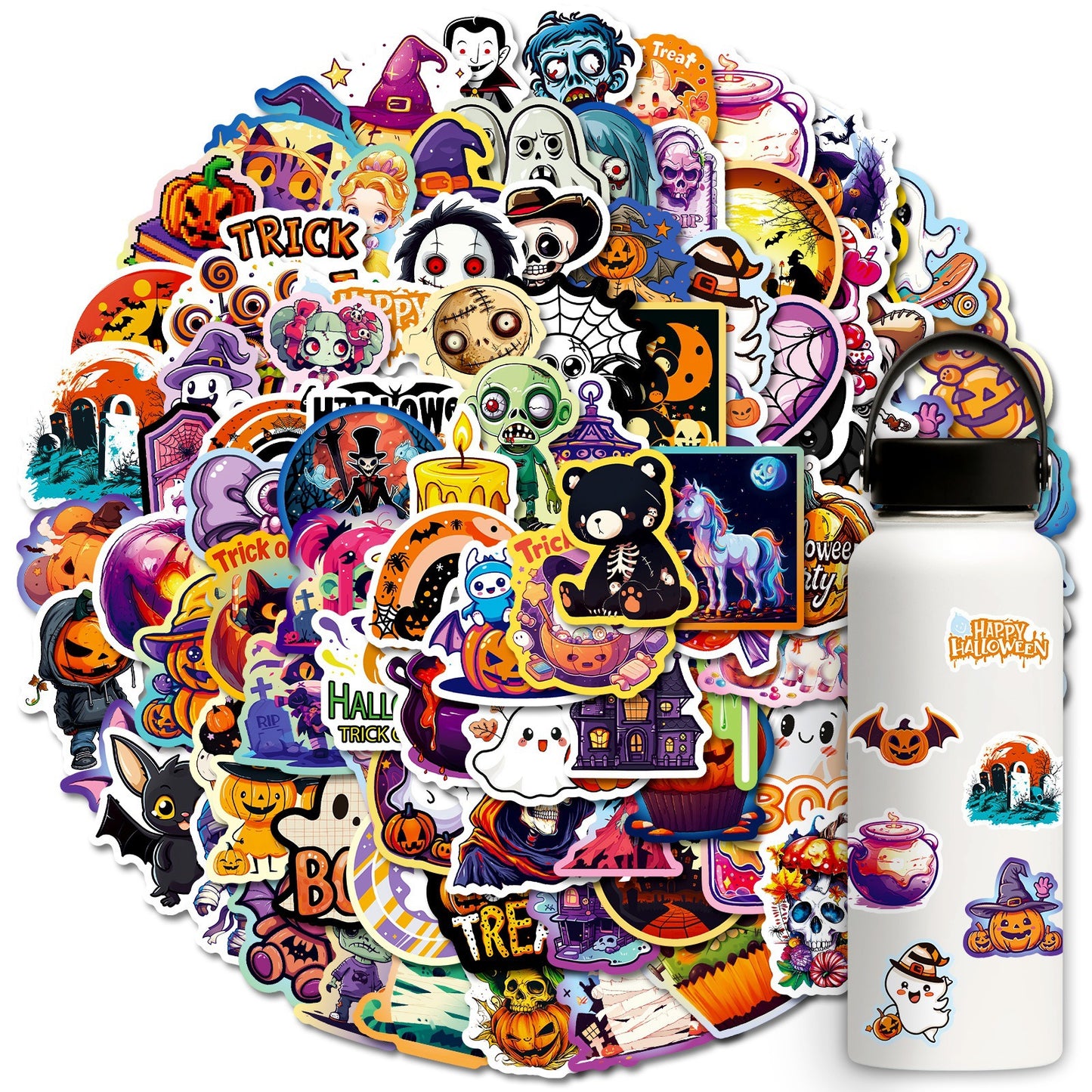Halloween Stickers – 100Pcs Fun Creative DIY Waterproof Set