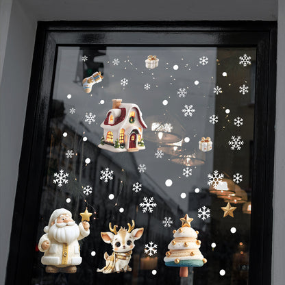 🎄 Christmas Snowflake Window Stickers – Santa, Reindeer & Tree Static Clings ❄️✨ Kawaii Stickers