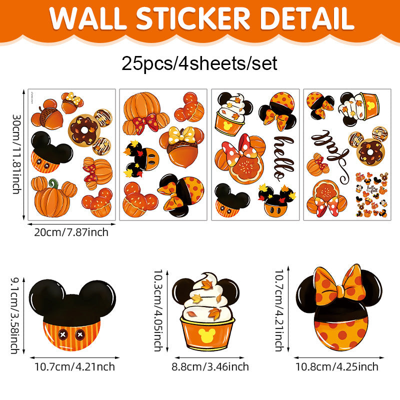 🎃 Cute Halloween Pumpkin Window Stickers – Autumn Glass Décor PVC Self-Adhesive Kawaii Stickers