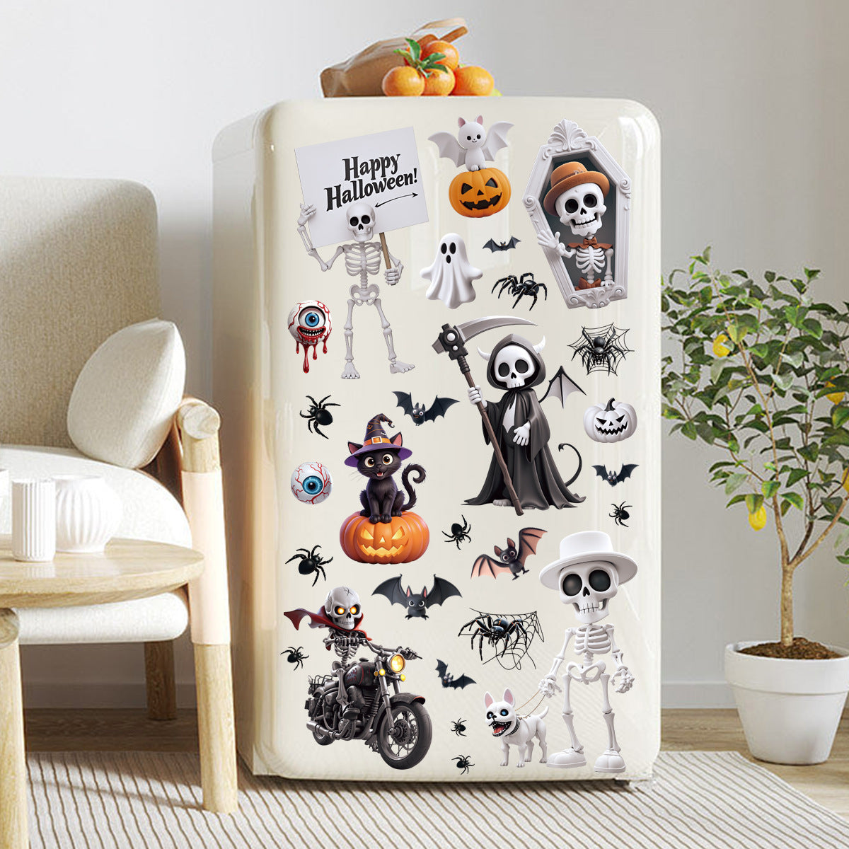 Spooky Halloween Window Stickers – Bats, Pumpkins & Ghosts 🎃🕸️ Kawaii Stickers