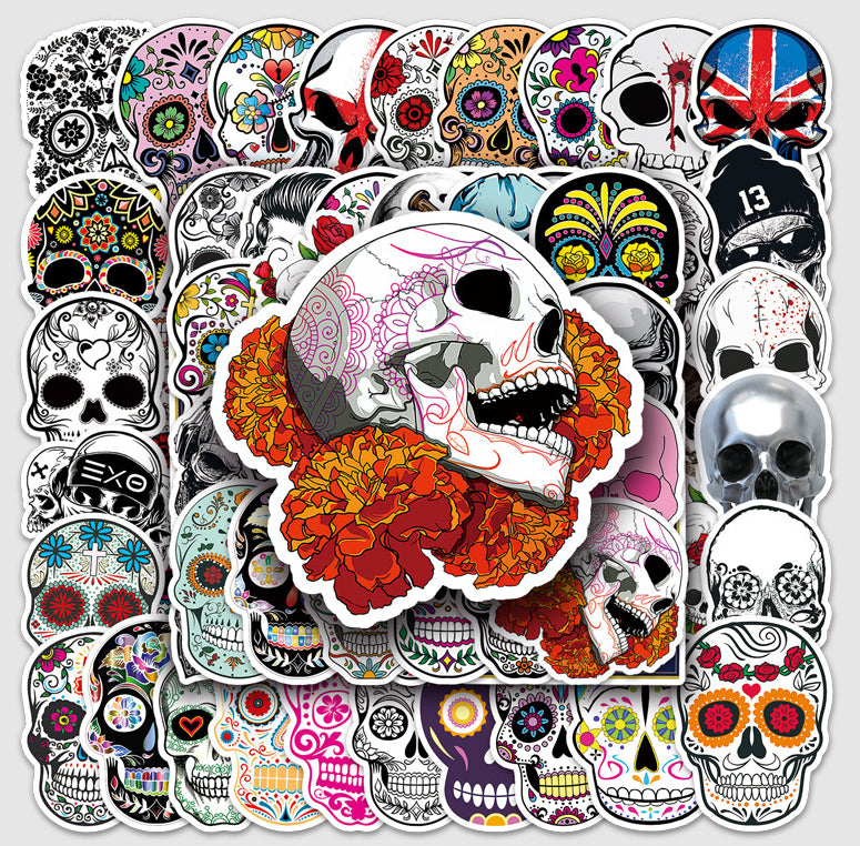 Halloween Stickers – 50pcs Colorful Skull Halloween Stickers Set 💀