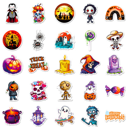 🎃👻 50 Pcs Halloween Stickers – Spooky Trick or Treat DIY Stickers for Cup, Laptop, Notebook, Luggage 👻🎃 Kawaii Stickers
