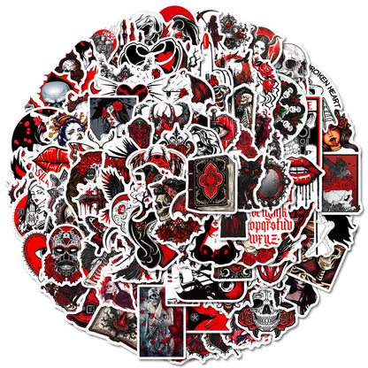 🎃 Halloween Stickers | 100 Gothic Red Waterproof Halloween Sticker Set