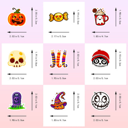 Halloween Stickers – 50Pcs Cute Ghost, Spider & Bat Cartoon DIY Stickers