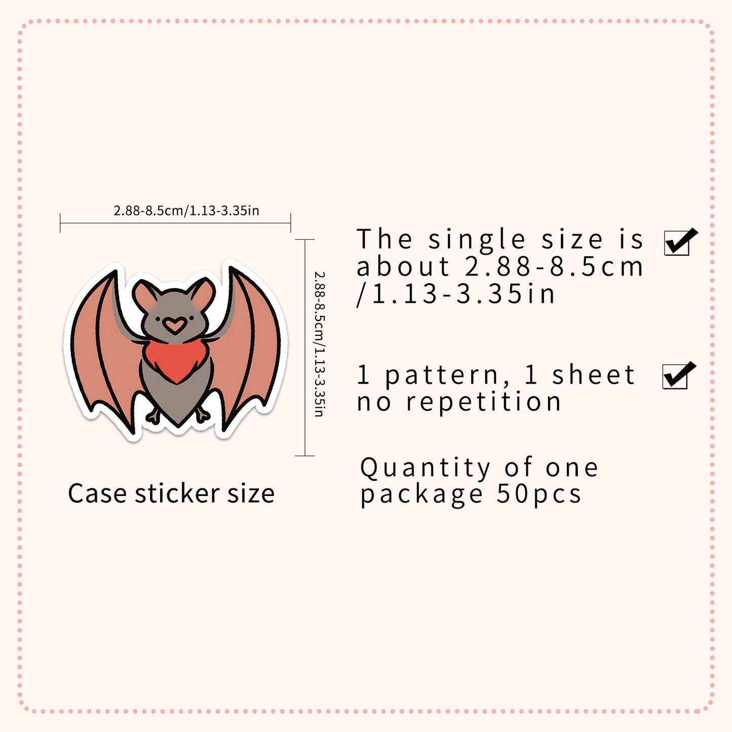 Halloween Stickers – 50pcs Cute Bat DIY Stickers