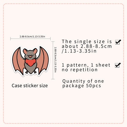 Halloween Stickers – 50pcs Cute Bat DIY Stickers