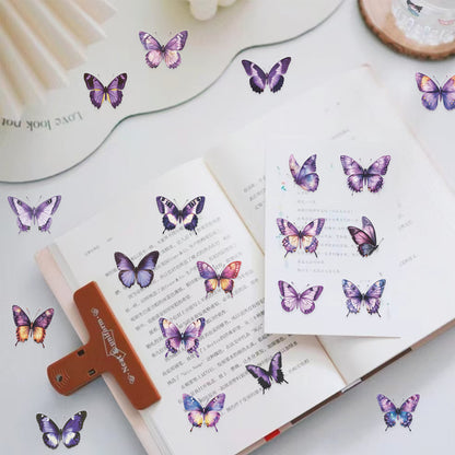 🦋🌈 50pcs Colorful Transparent Butterfly Stickers | Waterproof PET Stickers for Journals, Notebooks, Cups ☕, Guitars & DIY Crafts 🎨✨ Kawaii Stickers
