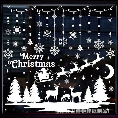 🎄 White & Blue Snowflake Window Stickers – Static Cling Christmas Window Decals for Holiday Decor 🎄 Kawaii Stickers