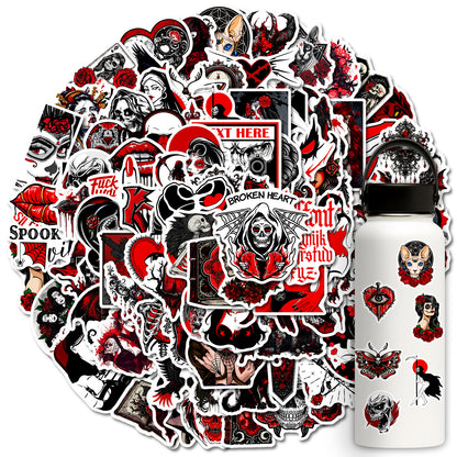 🎃 Halloween Stickers | 100 Gothic Red Waterproof Halloween Sticker Set