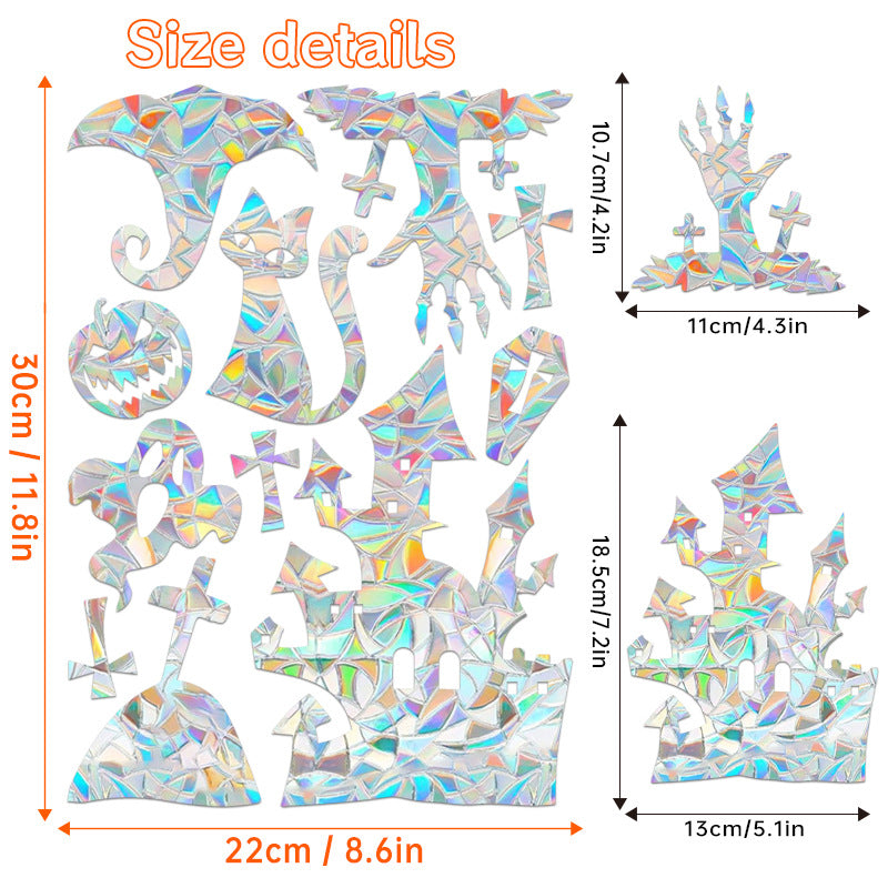 Halloween Stickers – Holographic Bat Suncatcher PVC Decals 🦇