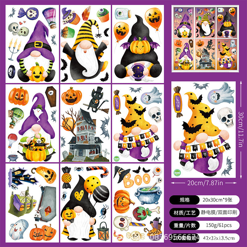 Spooktacular Halloween Window Stickers – Double-Sided Static Cling Décor for Glass Doors & Windows 👻🕷️ Kawaii Stickers