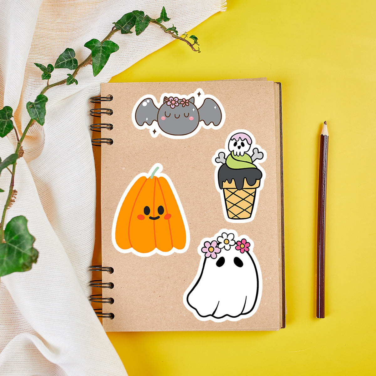 50pcs Halloween Ghost Graffiti Stickers – Waterproof Vinyl Stickers for Phones, Water Bottles, Laptops Kawaii Stickers