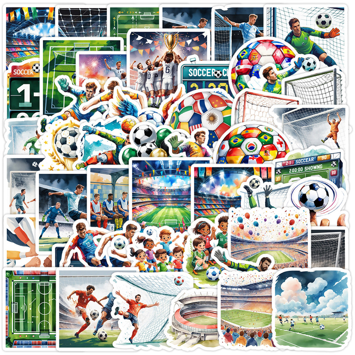 ⚽ 50PCS Football Stickers Pack – Cool Graffiti Laptop, Water Bottle & Phone Decals 2025 ✨ Kawaii Stickers