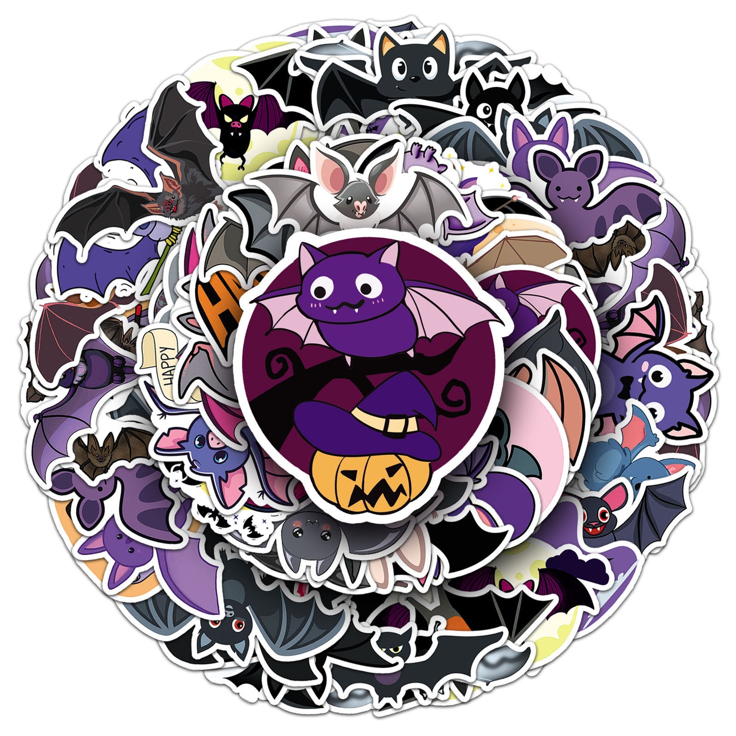 Halloween Stickers – 50pcs Cute Bat DIY Stickers