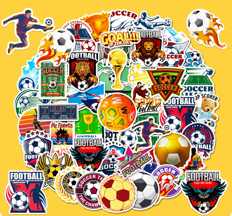 ⚽ 50PCS New Cartoon Football Stickers – Waterproof PVC Kawaii Collection 🏆✨ Kawaii Stickers