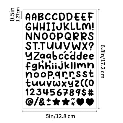 10PCS 0.5 Inch English Alphabet Stickers Small Size Decorative Scrapbook Letter Stickers Waterproof Stickers 0.5inch -Black(P243) Kawaii Stickers