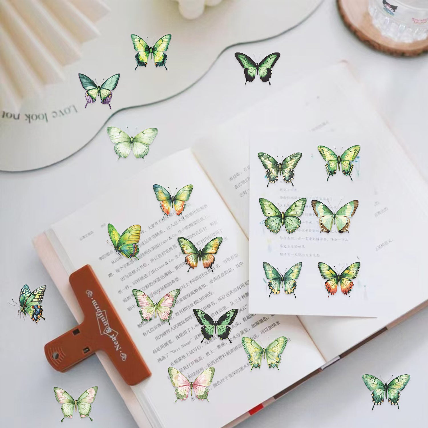 🦋🌈 50pcs Colorful Transparent Butterfly Stickers | Waterproof PET Stickers for Journals, Notebooks, Cups ☕, Guitars & DIY Crafts 🎨✨ Kawaii Stickers