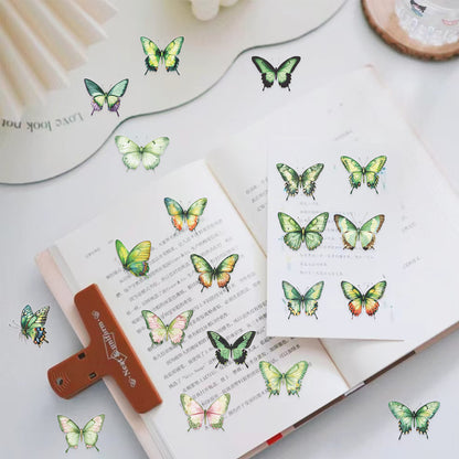 🦋🌈 50pcs Colorful Transparent Butterfly Stickers | Waterproof PET Stickers for Journals, Notebooks, Cups ☕, Guitars & DIY Crafts 🎨✨ Kawaii Stickers