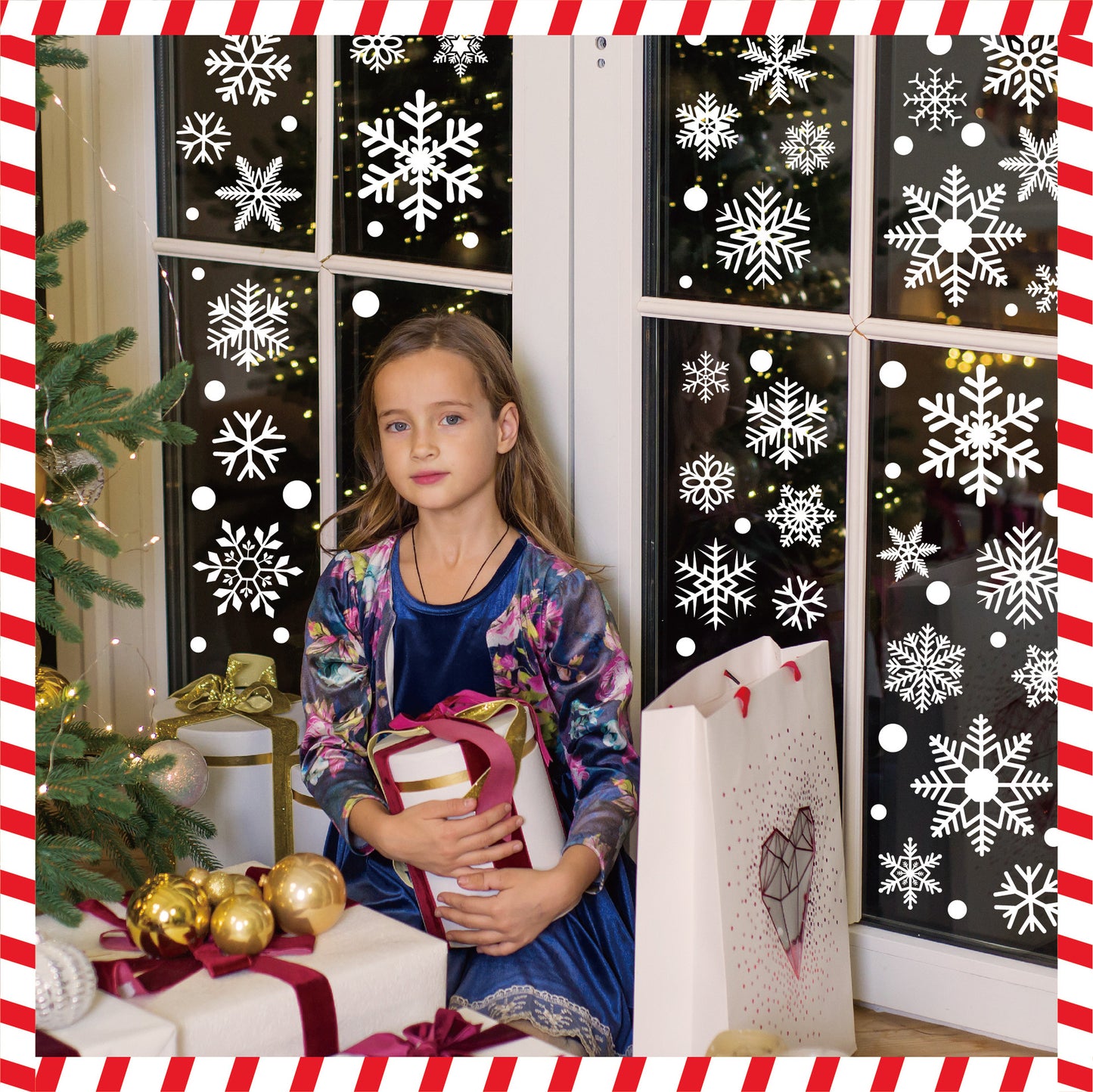 ❄️ Snowflake Window Stickers –8Pack White- Christmas Holiday Glass Décor 🎅✨ Kawaii Stickers