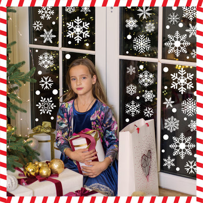 ❄️ Snowflake Window Stickers –8Pack White- Christmas Holiday Glass Décor 🎅✨ Kawaii Stickers