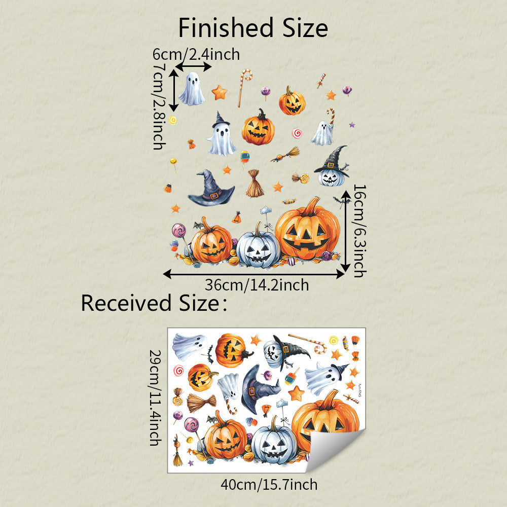 🎃👻 Cute Halloween Window Stickers – Static Cling Glass Decals with Pumpkins, Ghosts & Candy – Holiday Home Decor 29*40cm Kawaii Stickers