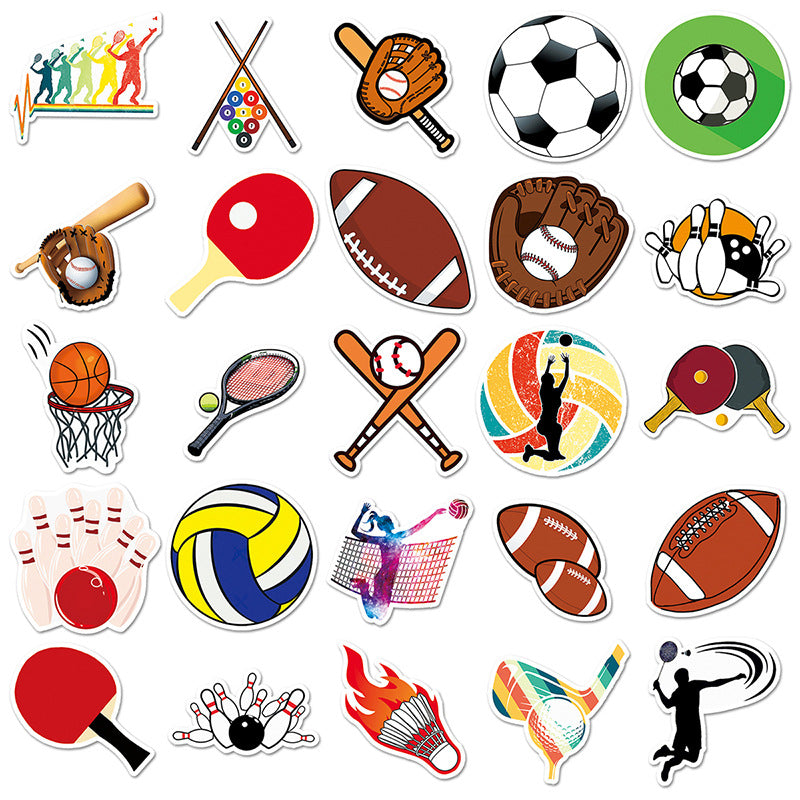 Football Stickers – 50Pcs Sport Designs – High-Definition Waterproof PVC – For Water Bottles, Laptops, Skateboards, Suitcases, Phones – Kawaii Stickers Kawaii Stickers