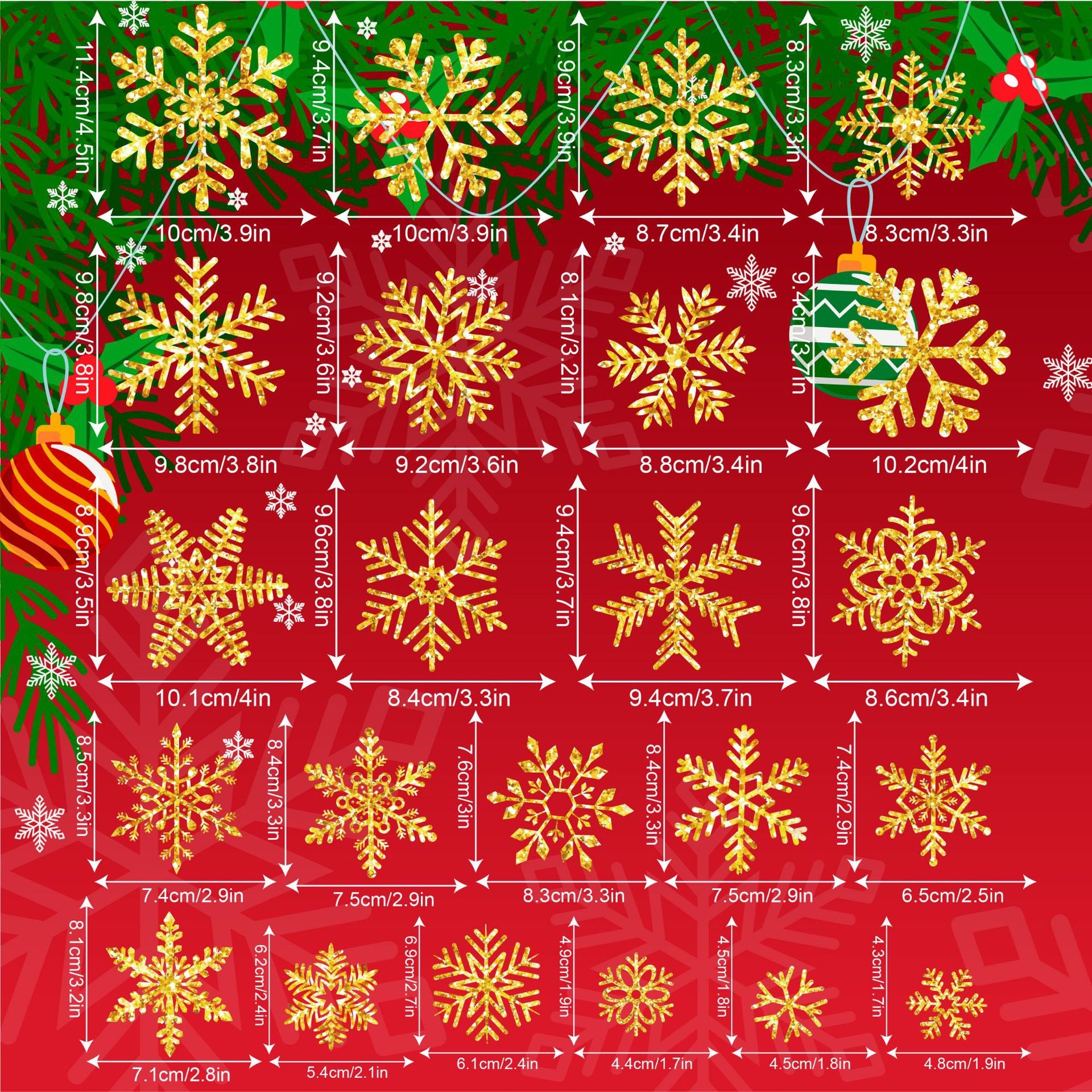 ✨ Glitter Snowflake Window Stickers – Gold & Silver Holiday Glass Decals 🎄 Kawaii Stickers