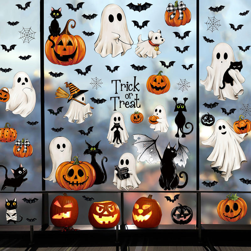 🎃 Cute Halloween Pumpkin Window Stickers – Autumn Glass Décor PVC Self-Adhesive Kawaii Stickers