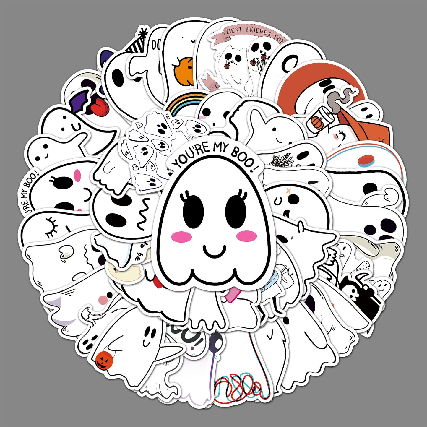 Halloween Stickers  Cute Ghost Graffiti Halloween Sticker Pack (50pcs)
